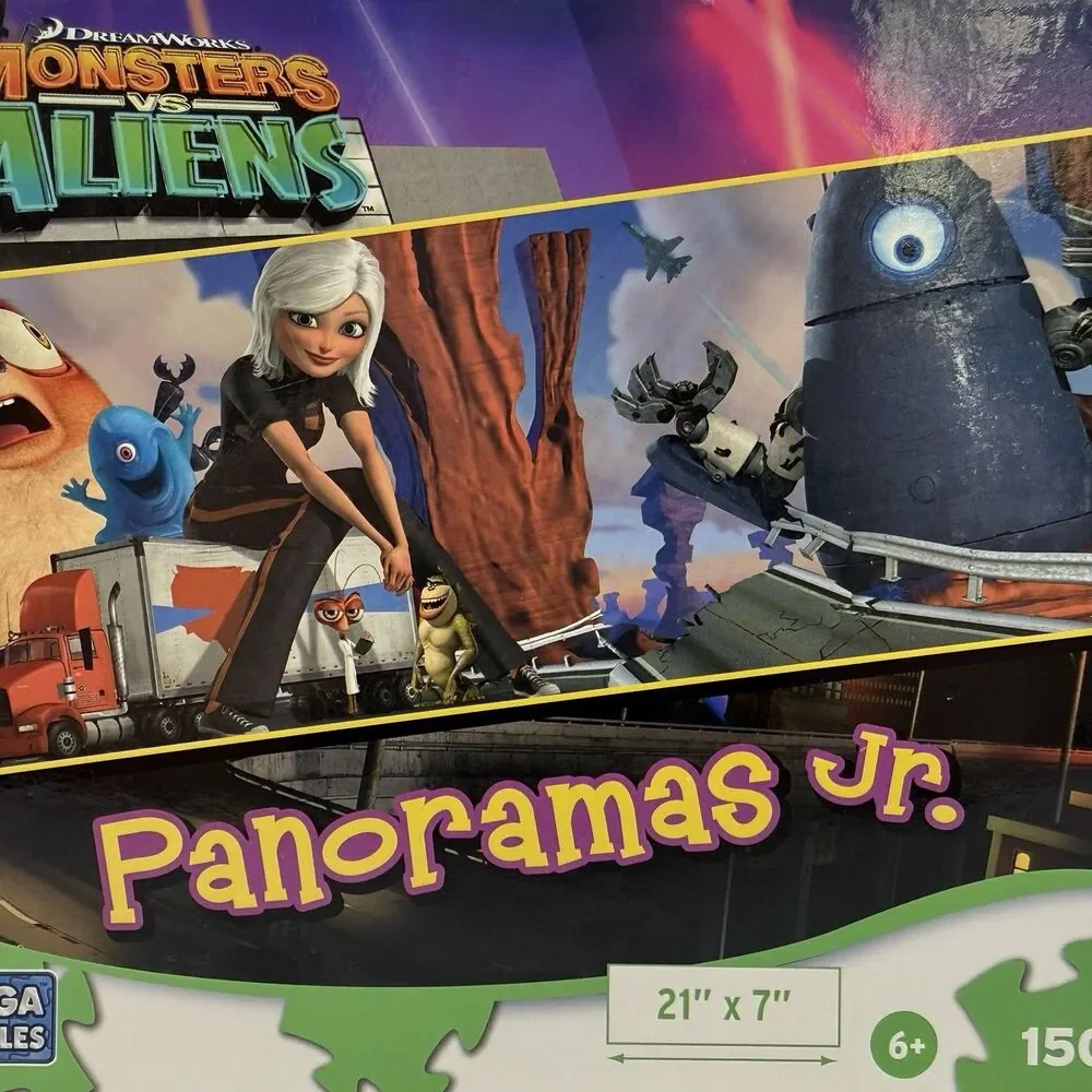Monsters vs Aliens Panoramas Jr Jigsaw Mega Puzzle 150 Pieces Factory Sealed New